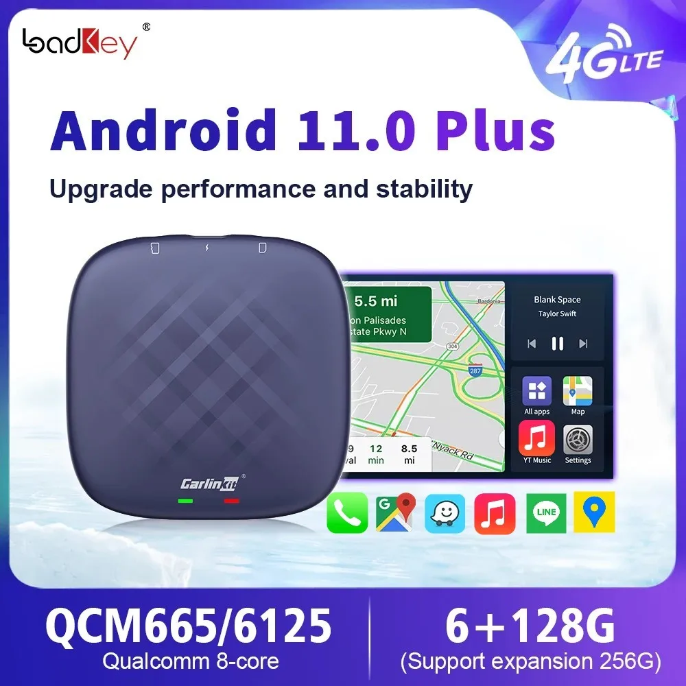 

Carlinkit CarPlay Best Ai Box YouTube Netflix Android 11 6+128G QCM6125 Wireless CarPlay Android Auto 4G LTE TV Android Box