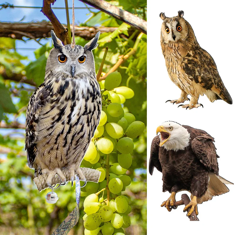 

1pc Effective Bird Control Device With Bell Effective Bird Repellent Double-sided Owl Pendant Reflective Hanging Bird For Garden
