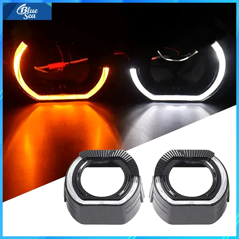 Car Headlight shrouds 2.5 Inch 3 Inch integrated Shroud Cover LED Angel Eyes for Projector Lens Headlight Decoration Accessories