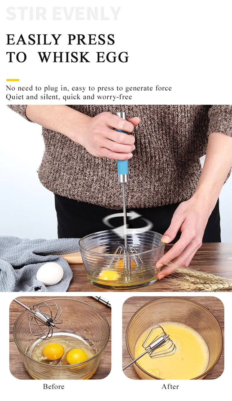 Semi-automatic Egg Beater Egg Whisk Manual Hand Mixer Self Turning Cream Utensils Whisk Manual Mixer Kitchen Gadgets