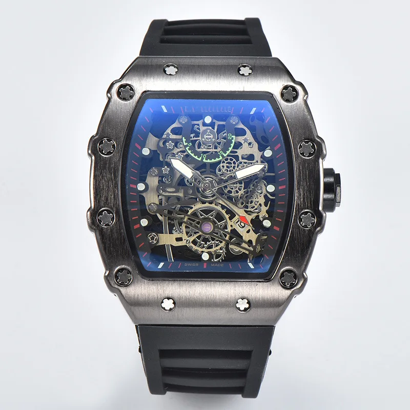 

6 Pin Diamond Cool Automatic Date Watch Limited Edition Men's Watch Top Brand Luxury Full Function Quartz Watch Silicone Strap