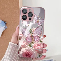 Elegant Pink Floral Tempered Glass Phone Case - iPhone SE (2020) (Pink PJ32)