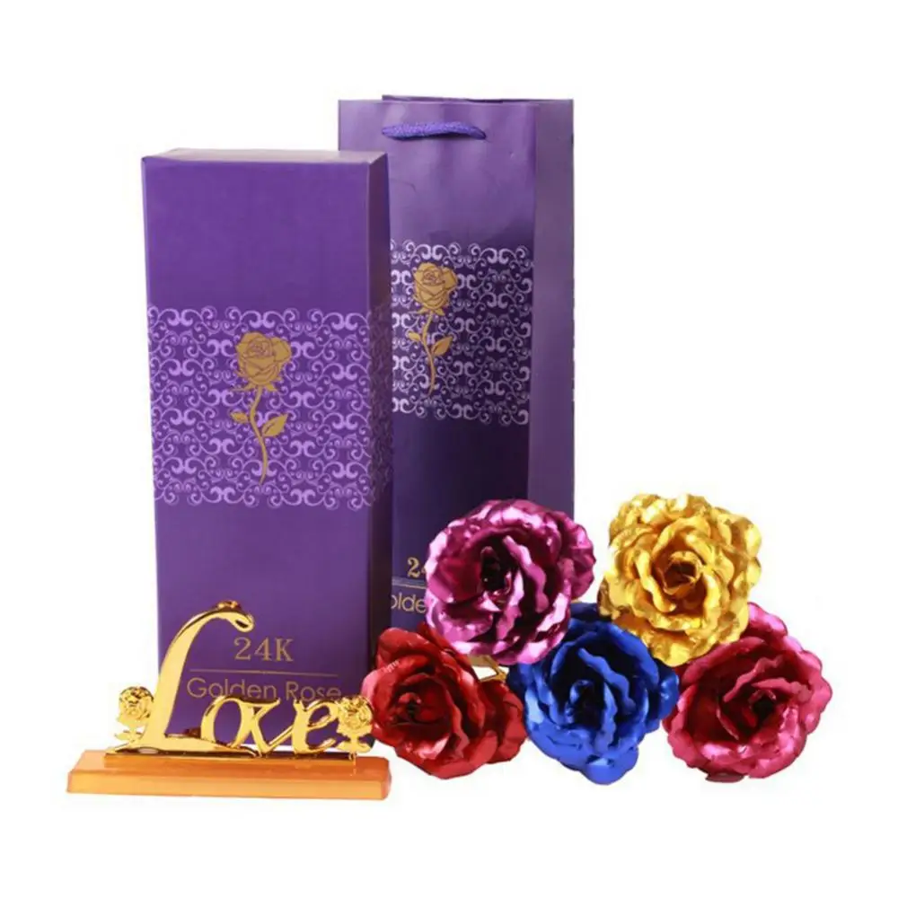 24K gold plated Red rose and Beautiful Love Photo Frame Love Stand With  unique gift box 