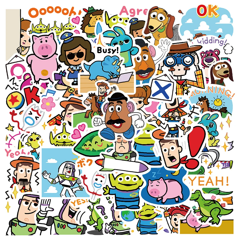 

50pcs Cute Mix Cartoon Stickers Waterproof Vinyl Stickers for Water Bottle Luggage Bike Car Decals (Pixar Disney)