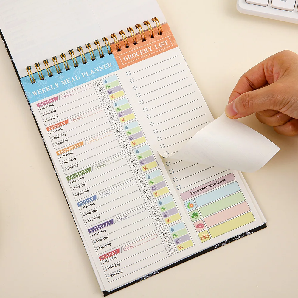 Weekly Meal Planner and Grocery List Journal with Tear-Off Pages