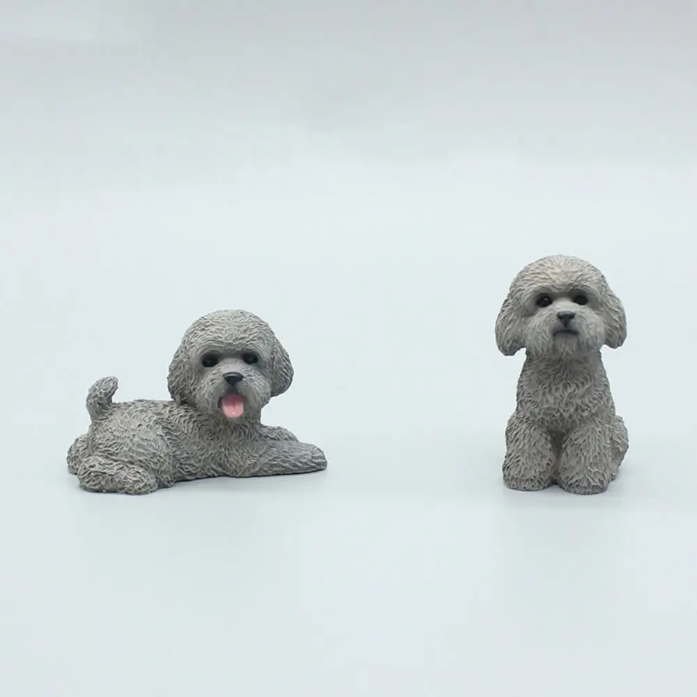 Simulation Poodle Dog Figures Puppy Model Miniature Figurine Mini Animal Ornament Desktop Decoration Resin Crafts