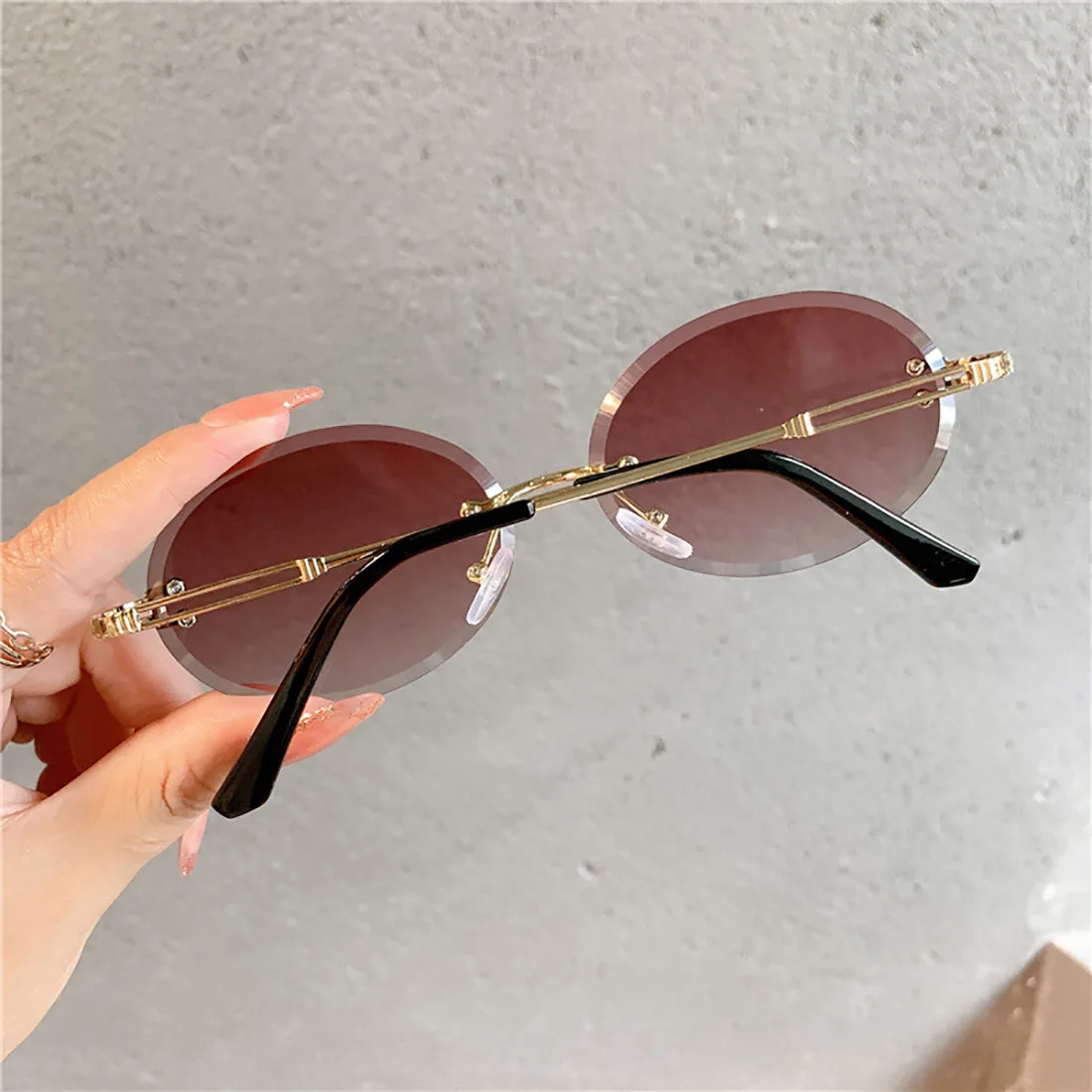 Vintage cat eye zonnebril dames retro gradient metalen frame_voghion.com