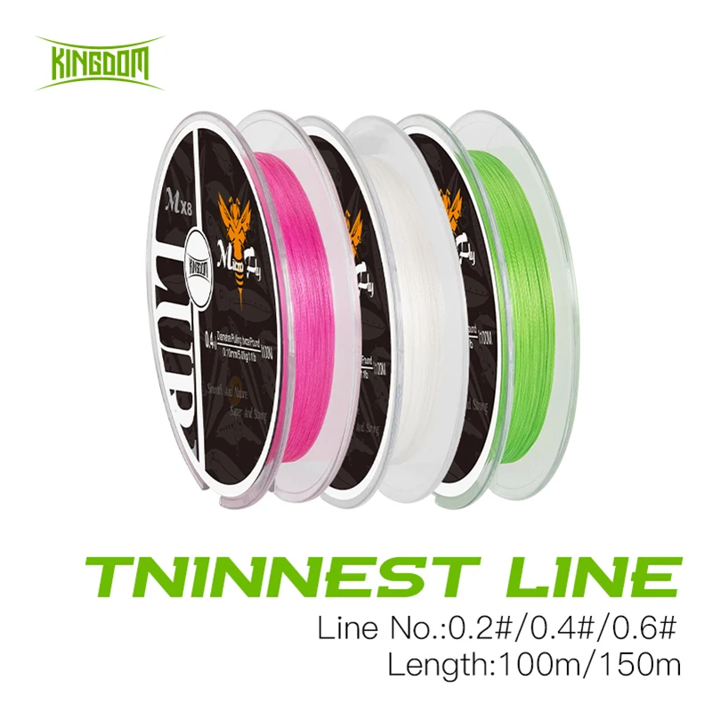 Kingdom Thinnest Line Super Thin 0.2 #/0.4 #/0.6 # 9-12Lb Fishing Pe Line 4 Braideds Linea Di Pesca Multifilamento Per Pesca Alla Carpa