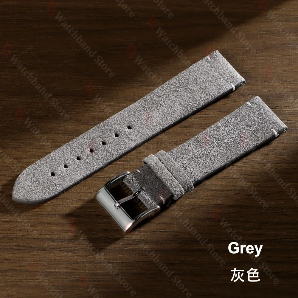 Premium Vintage Suede Cowhide Watch Strap in Blue Brown – Sporty & Stylish Replacement Watchband Accessory