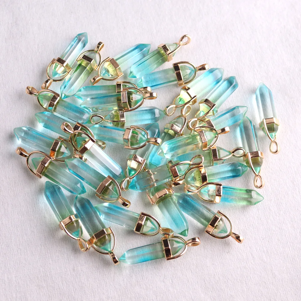 Colored Glass Crystal Bullet hexagon Pendants Charms For Diy Earrings Necklace Jewelry Making