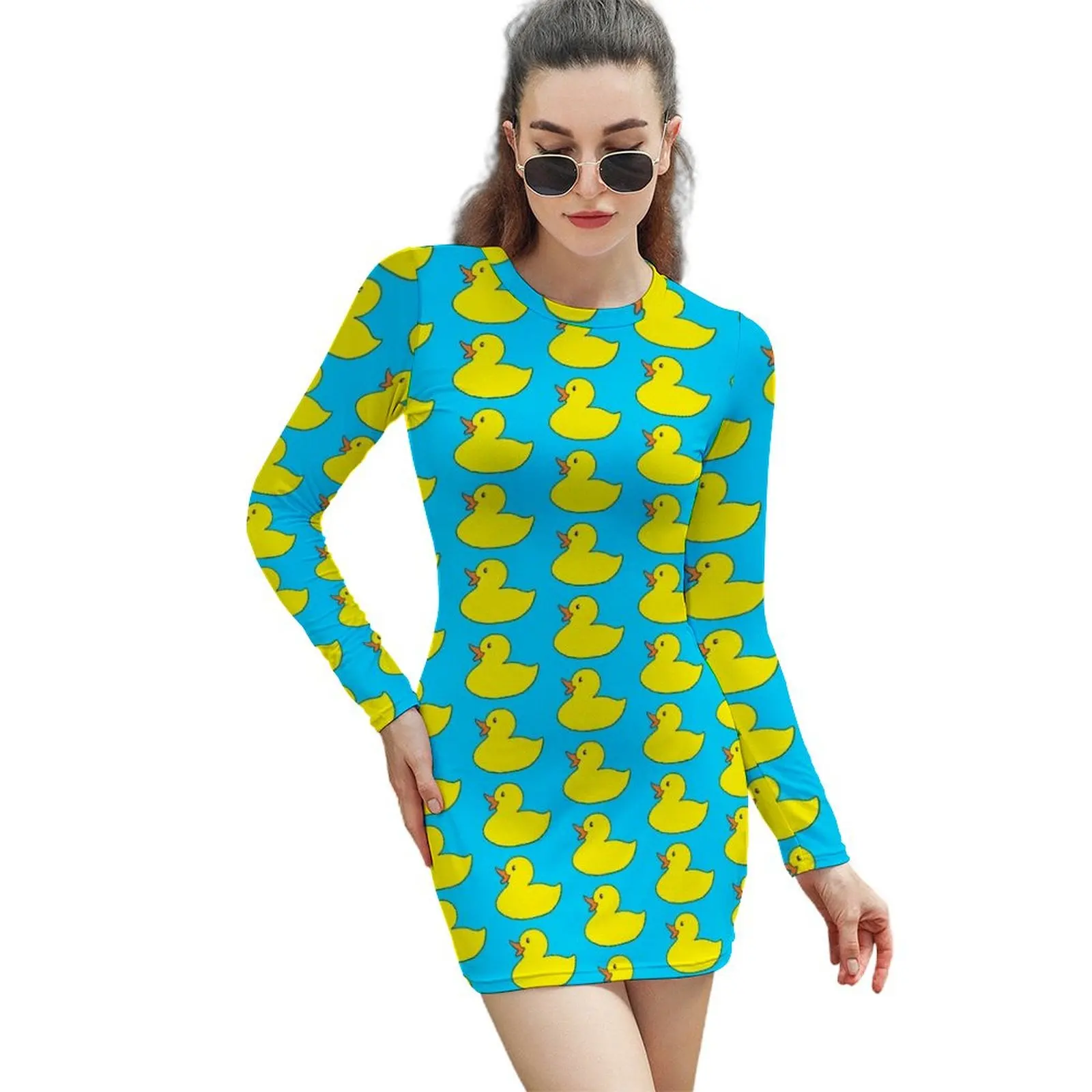 Cute Rubber Ducky Long-Sleeved Sheath Dress dress women elegant luxury women evening dress women's summer 2024
