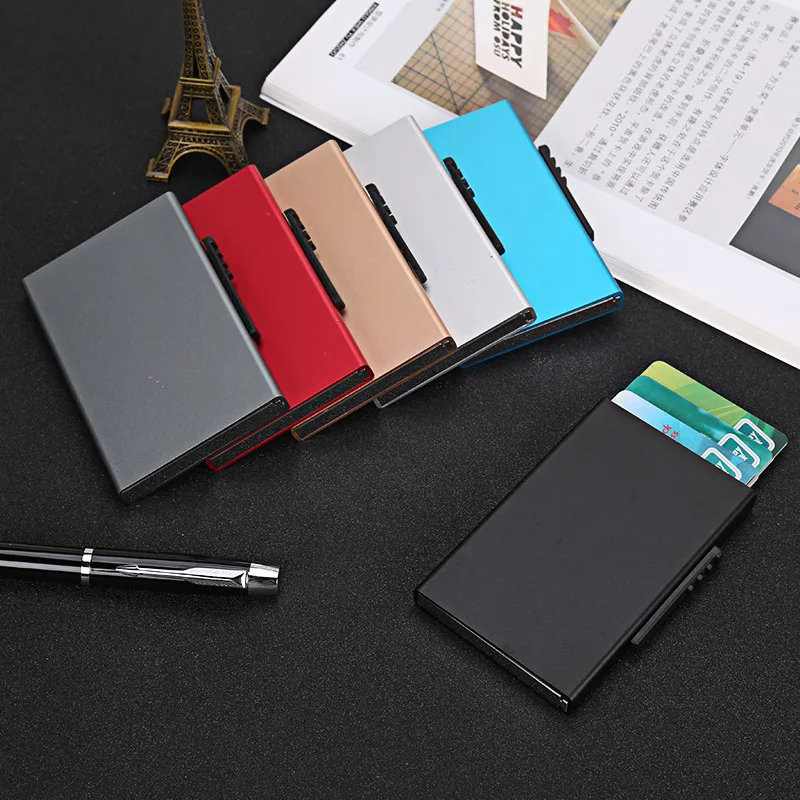 Minimalist Card Wallet Aluminum Card Holder Slim Case Pops Up for Men Women Boxes Event Party X-32