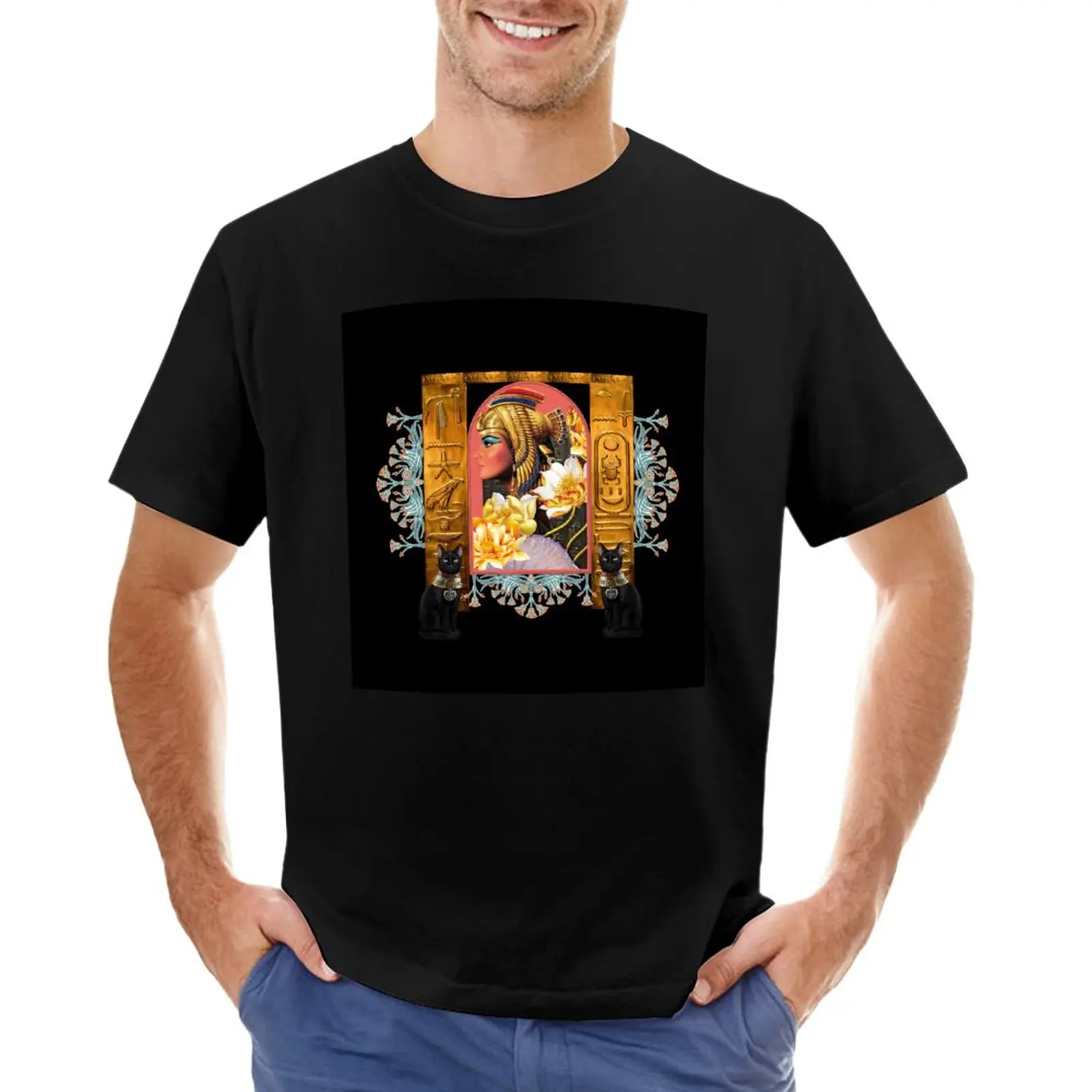 

Goddess Cleopatra And Bastet T-Shirt cat shirts vintage clothes slim fit t shirts for men