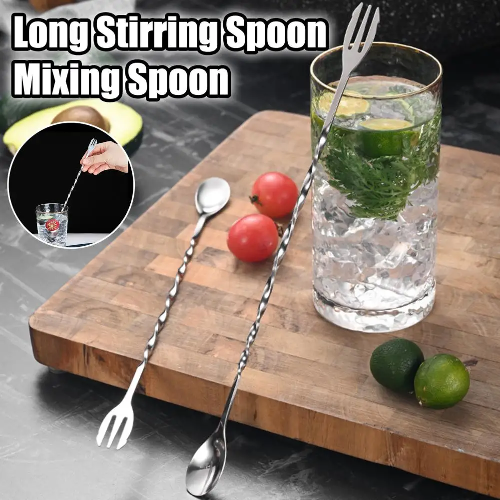 Stainless Steel Cocktail Mixing Spoons Bar Spoon Long Stirring Spoon Drink Stirrers for Tea Coffee Ice Cream Juice