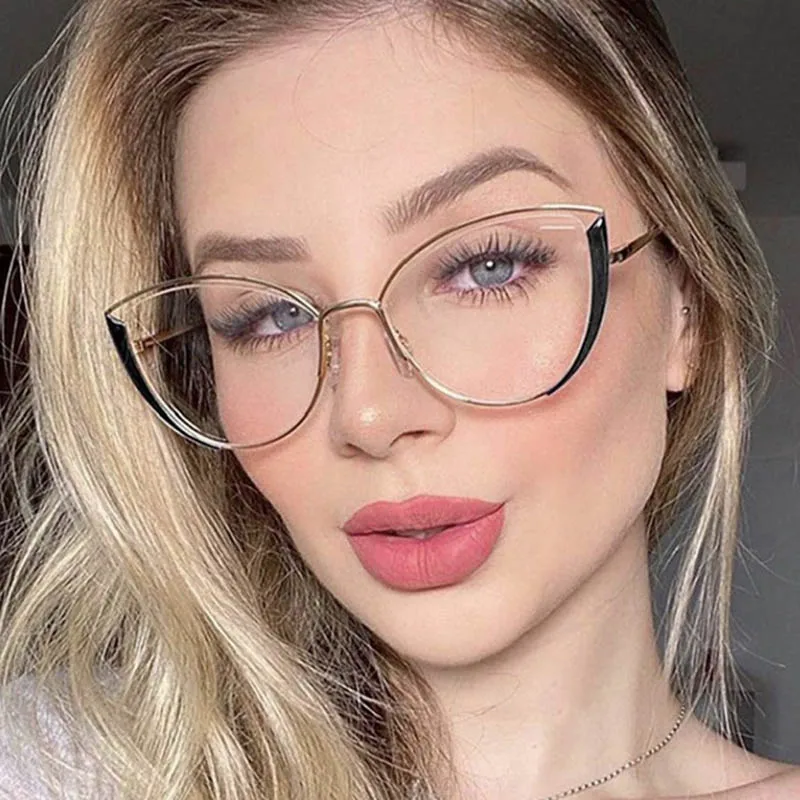 Triangular Cat Eyes Cutout Frame Clear Lens Glasses Oval Simple Myopia Nerd Spectacles Degree -0.5 -1.0 -2.0 -3.0 -4.0 to -6.0 3