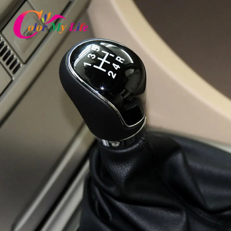 Schaltknauf 5-Gang Leder Für Ford Fiesta MK7, Focus MK2/MK3 - Manueller Schalthebel Schwarz