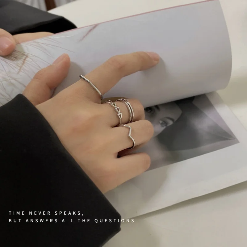 

Элегантное Двухслойное женское кольцо в Корейском стиле с геометрическим рисунком на указательный палец