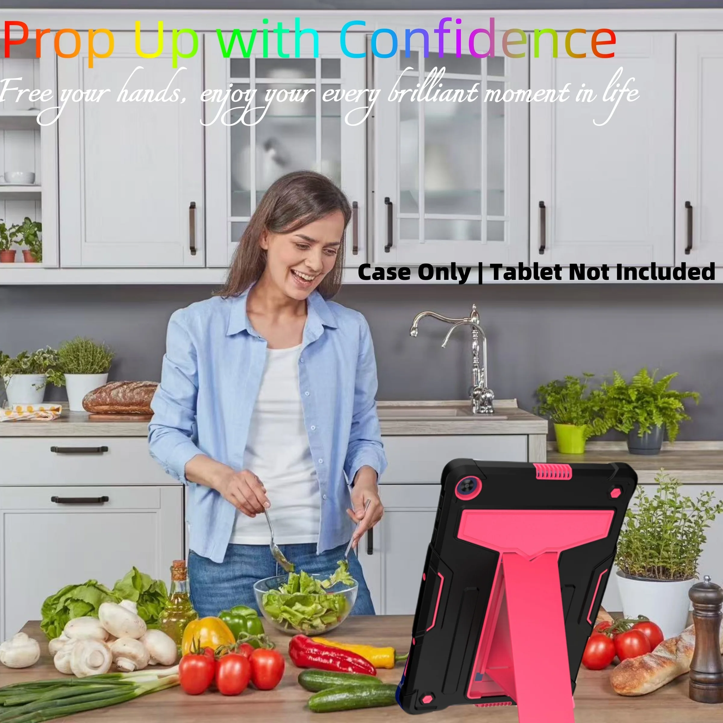 Heavy Duty Shockproof Tablet Case with 3-Layer Rugged Rubber Kickstand