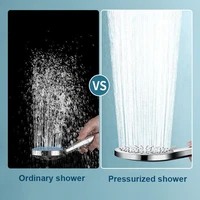 New 5 Modes Shower Head High Pressure Big Panel Large Flow Silver Black Showers Massage Handheld Showerhead Bathroom Accessories 2