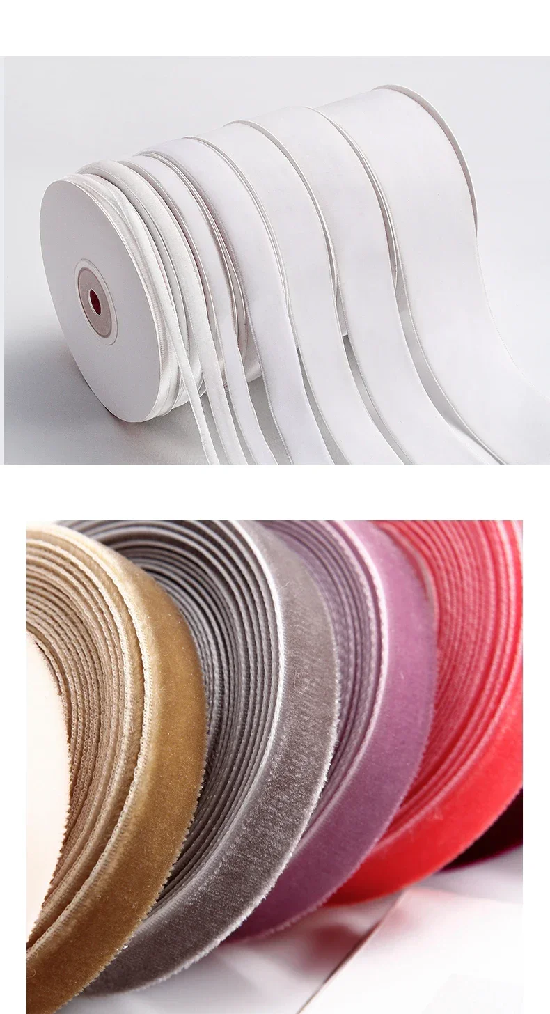 Vintage High Dense Velvet Ribbon 1cm Flocking With Diy Gift Box Packaging Bow Garment Accessories Velvet 9mm X 10 Yard