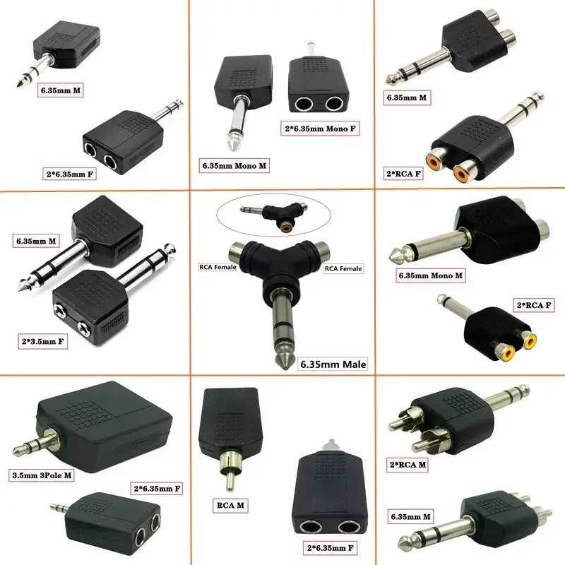 Premium Audio Adapter - Dual RCA to 6.35mm Female for Amplifier, Speaker, and Microphone Connection