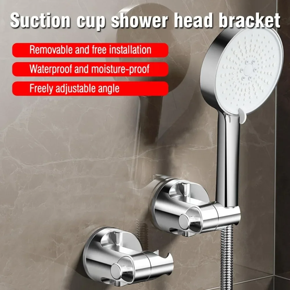 Adjustable Wall Mounted Shower Support Round Shower Head Holder Self-Adhesive Showerhead Handheld Bracket Bathroom Base 1PC