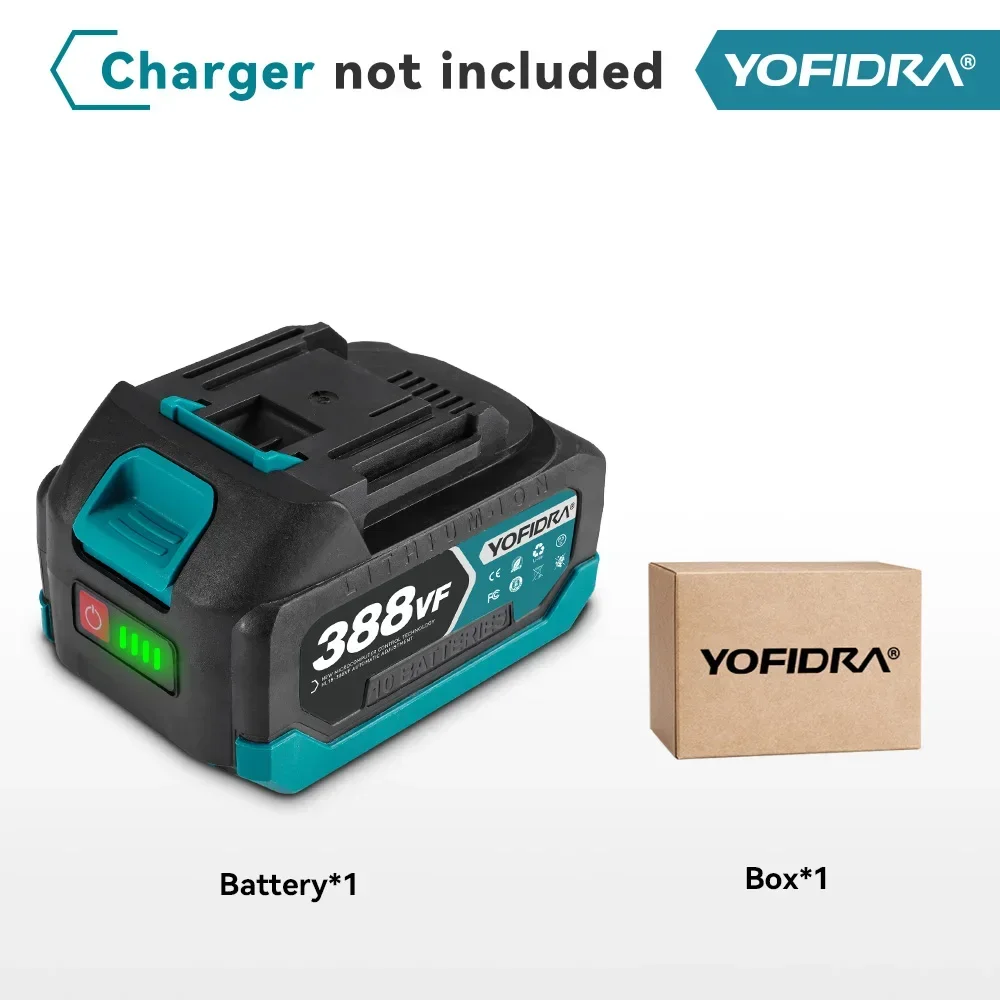 Batería de litio recargable YOFIDRA 388VF 928VF 22500mAh 15000mah Batería de iones de litio para motosierra eléctrica Taladro Llave Herramienta eléctrica
