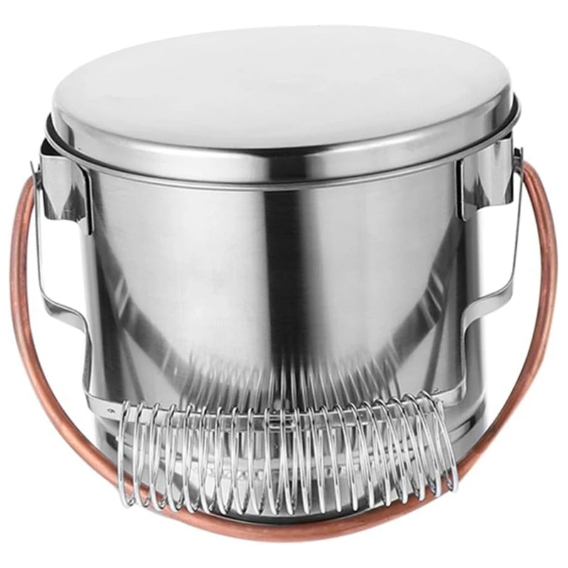 

1 Piece Pencil Bucket Painting Brush Bucket Silver Stainless Steel Brush Cleaner Metal Stand Airtight Metal Tub