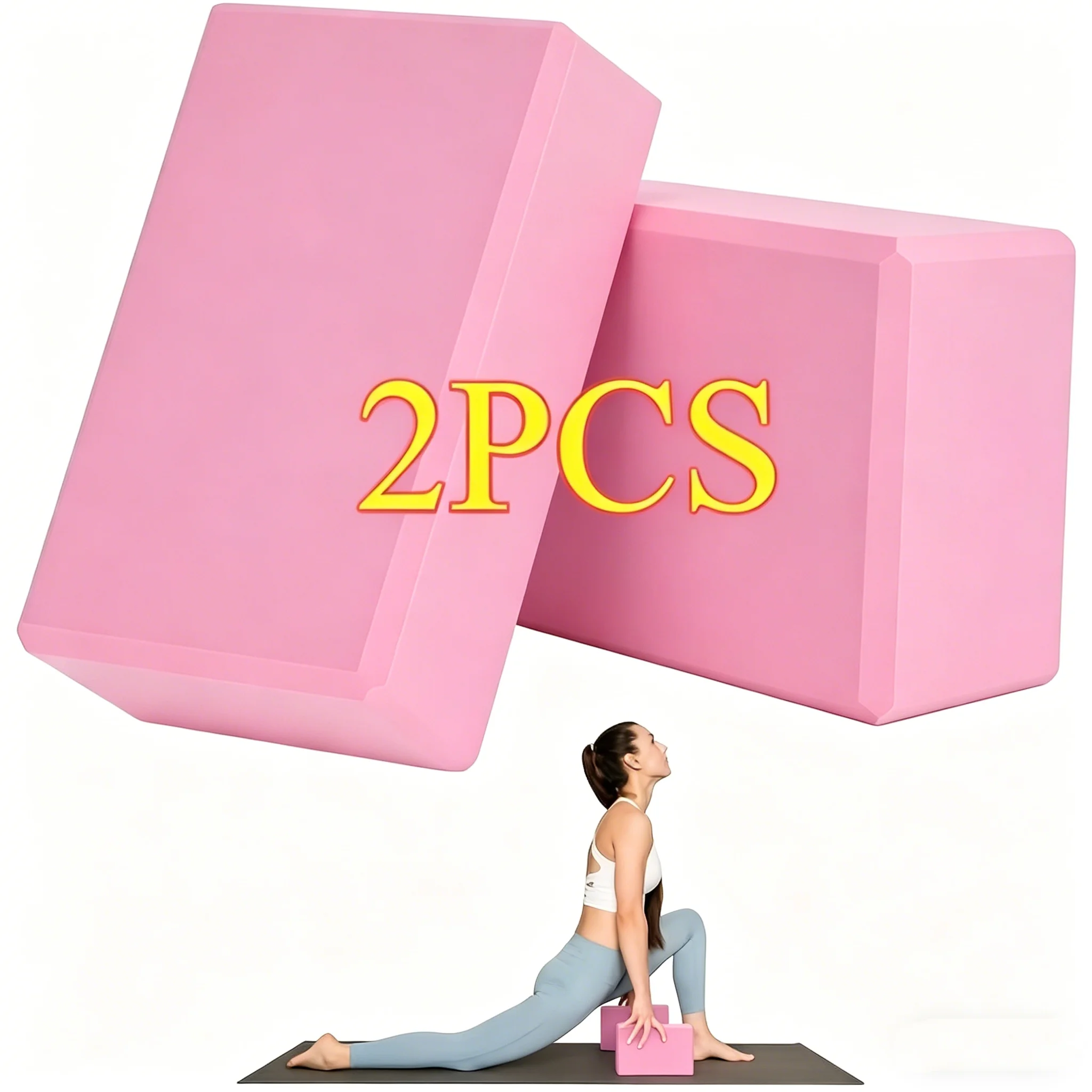 Set of 2 High-Density Foam Yoga Blocks - Lightweight, Supportive, and Odor-Free
