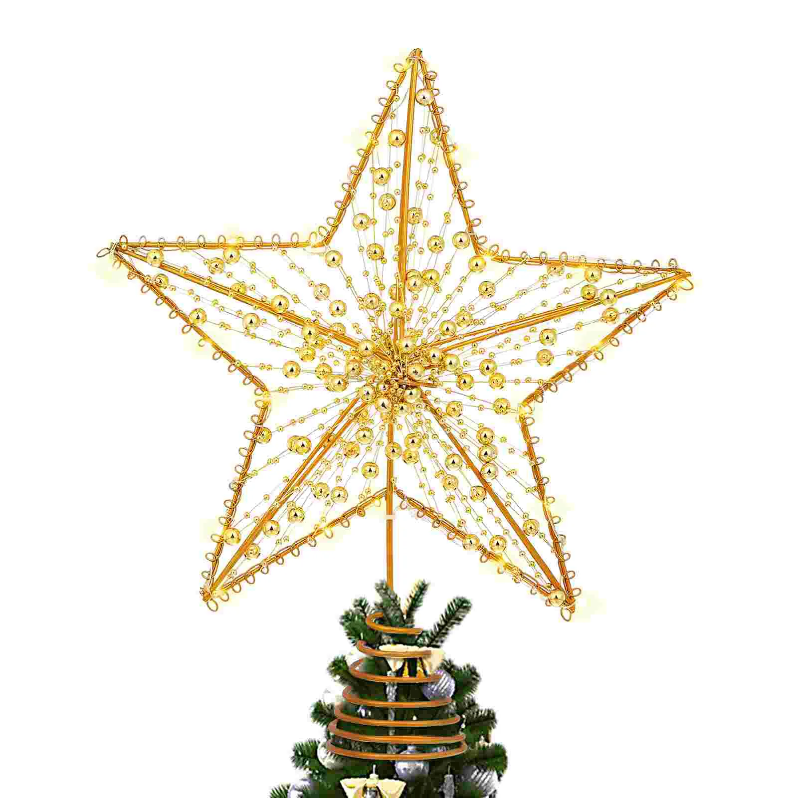 

Star Christmas Tree Topper, Beaded Christmas Tree Topper Lighted Tree Star Xmas Tree Topper Christmas Decoration