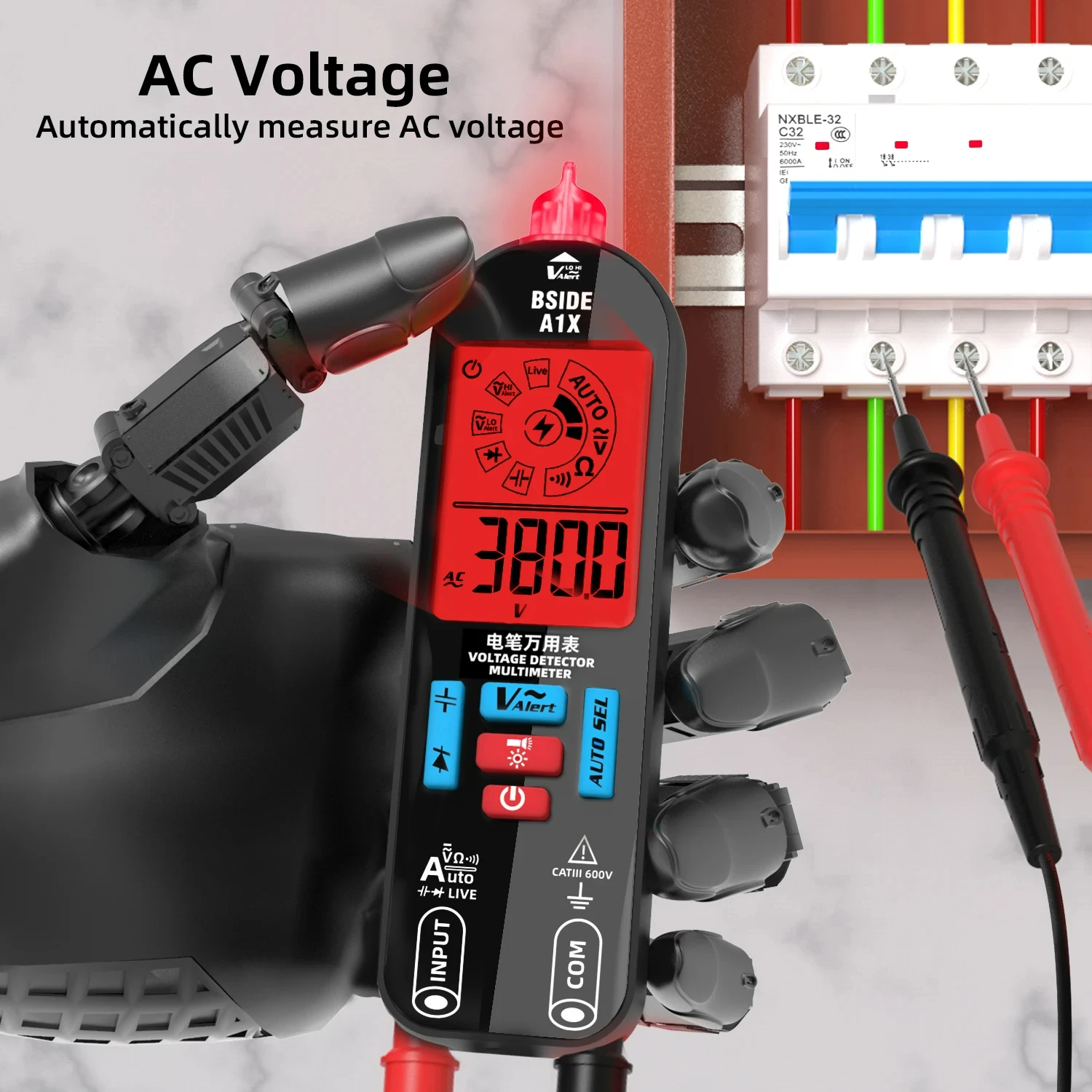 A1X USB Charge Digital Smart Multimeter True RMS DC AC Voltage Tester Capacitance Ohm Hz Diode Hz Continuity NCV Live Tester 3