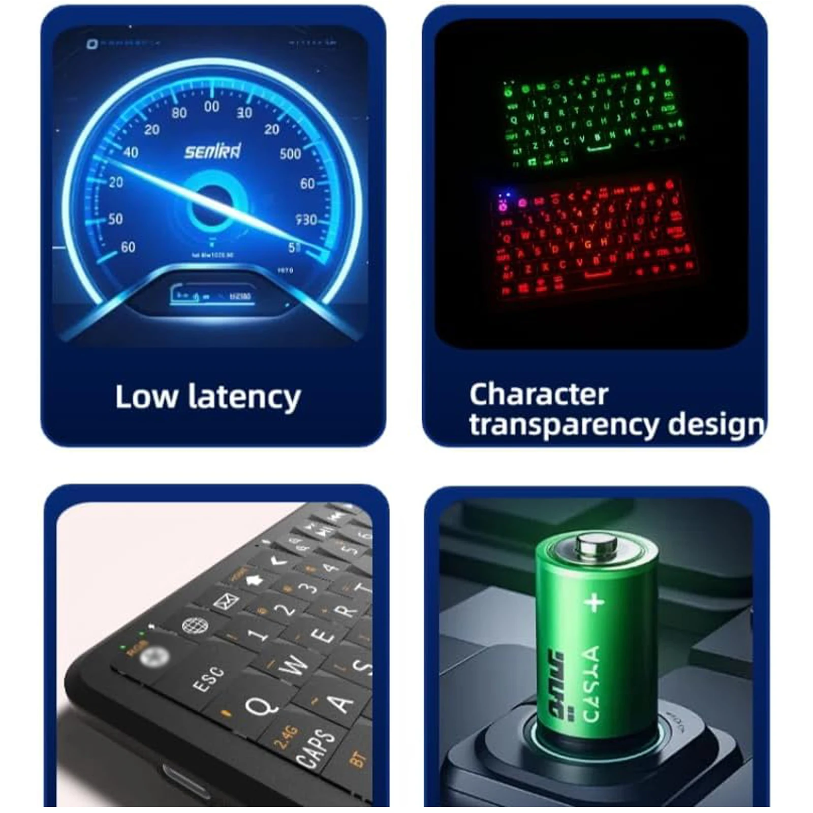 ? 블루투스 5.0/2.4G 듀얼 모드, 자이로스코픽 모션 마우스, 64키, RGB 백라이트 옵션, 안드로이드용 타입-C를 갖춘 미니 키보드