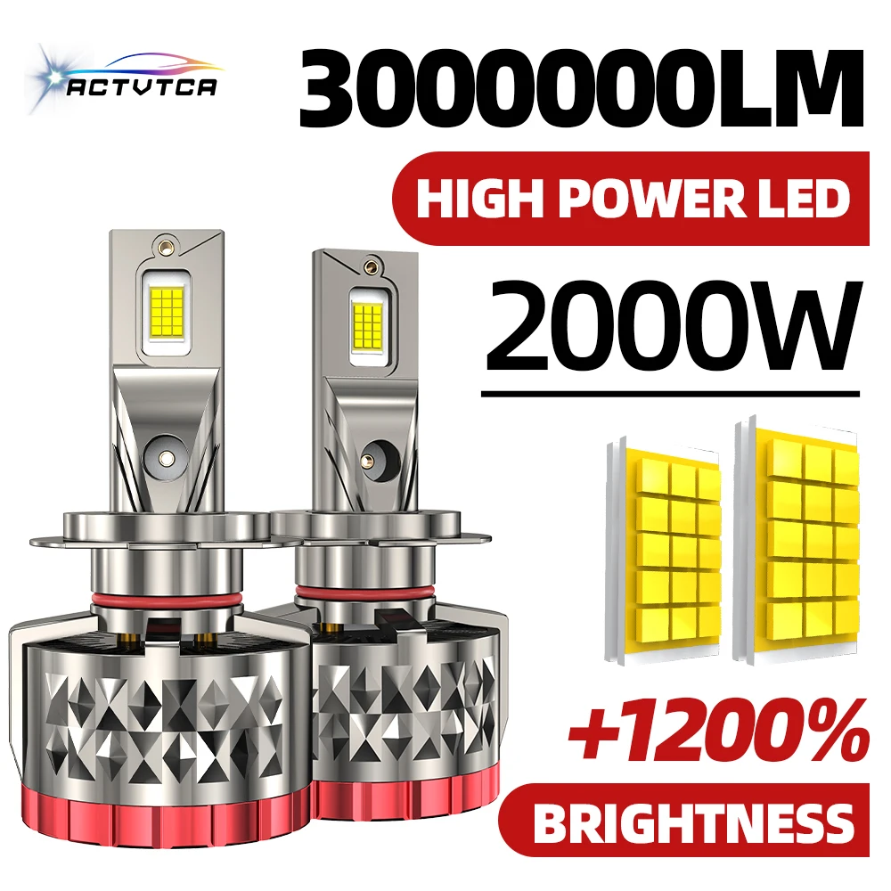 ACTVTCA H4 H7 LED Canbus H11 H1 9005 HB3 9006 HB4 H8 9012 HIR2 LED Headlights 4800W High Power 6000000LM 6000K Car Headlamp Bulb main image 0