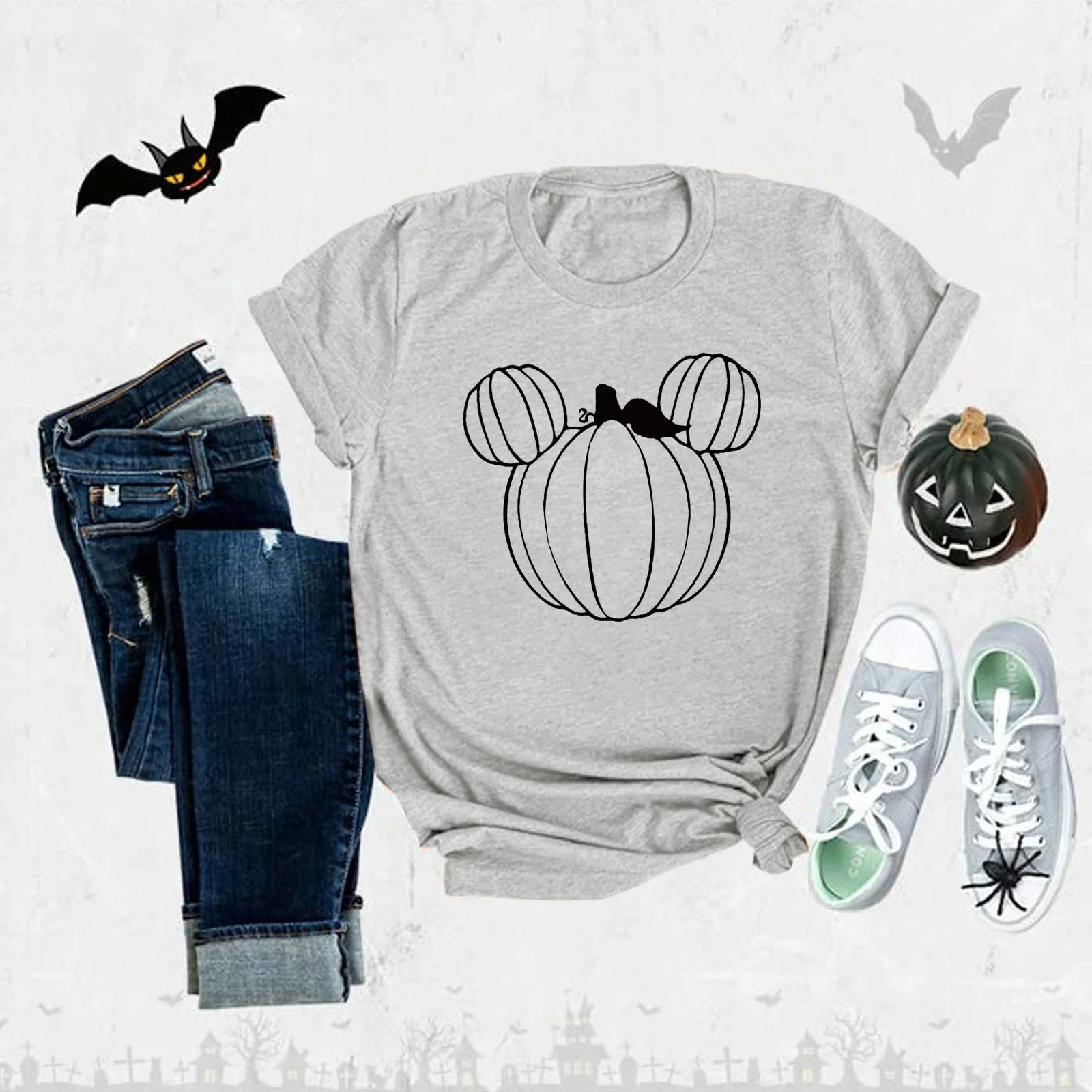 

Womens Fall Pumpkin T Shirts Funny Short Sleeve Halloween Graphic Tees Cute Summer Tops Women Womens Shirt DW71