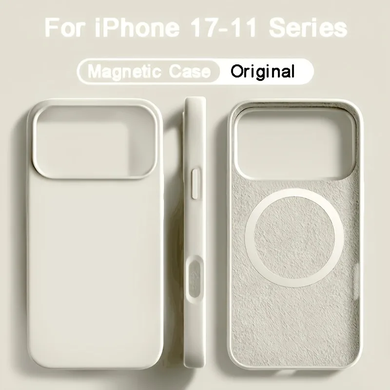 For Magsafe Magnetic Liquid Silicone Case For iPhone 17 16 15 14 13 Pro Max 17Pro Air 16Pro Wireless Charge Soft Cases Cover
