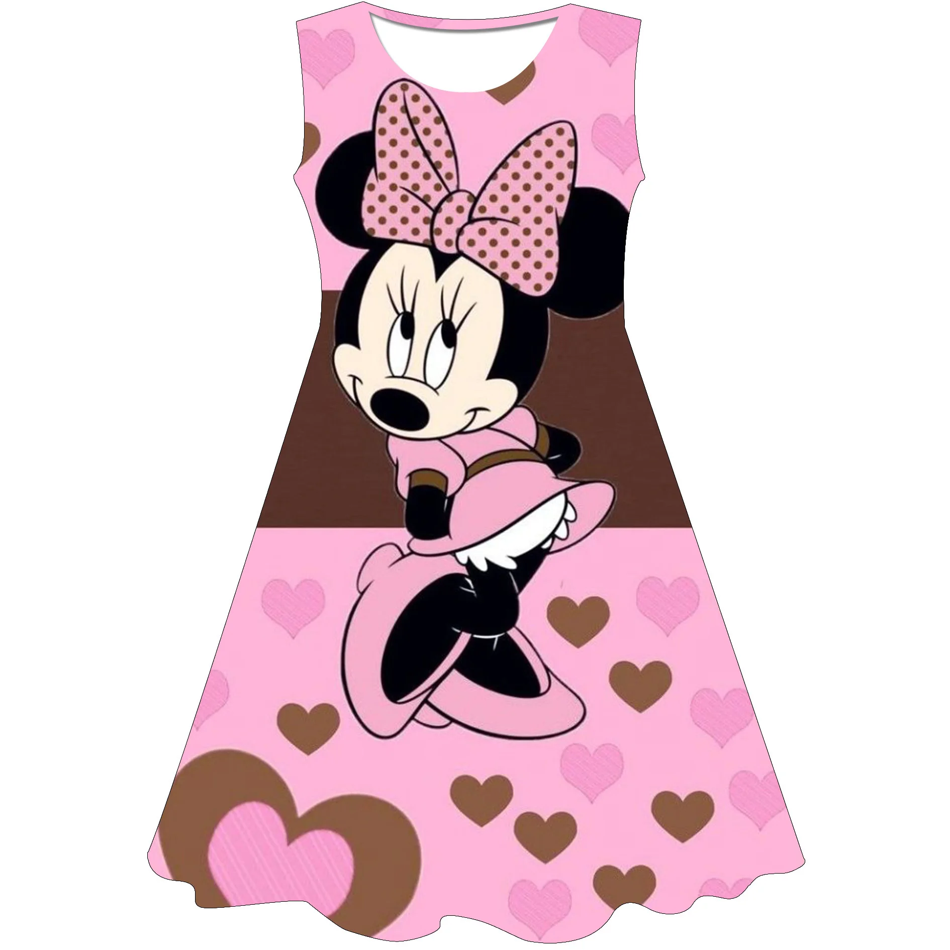 

New 2022 Baby Girls Summer Dress Minnie Mouse Dresses Girl's Casual Fashion Kids Clothing Birthday Party Evening One Piece Skirt