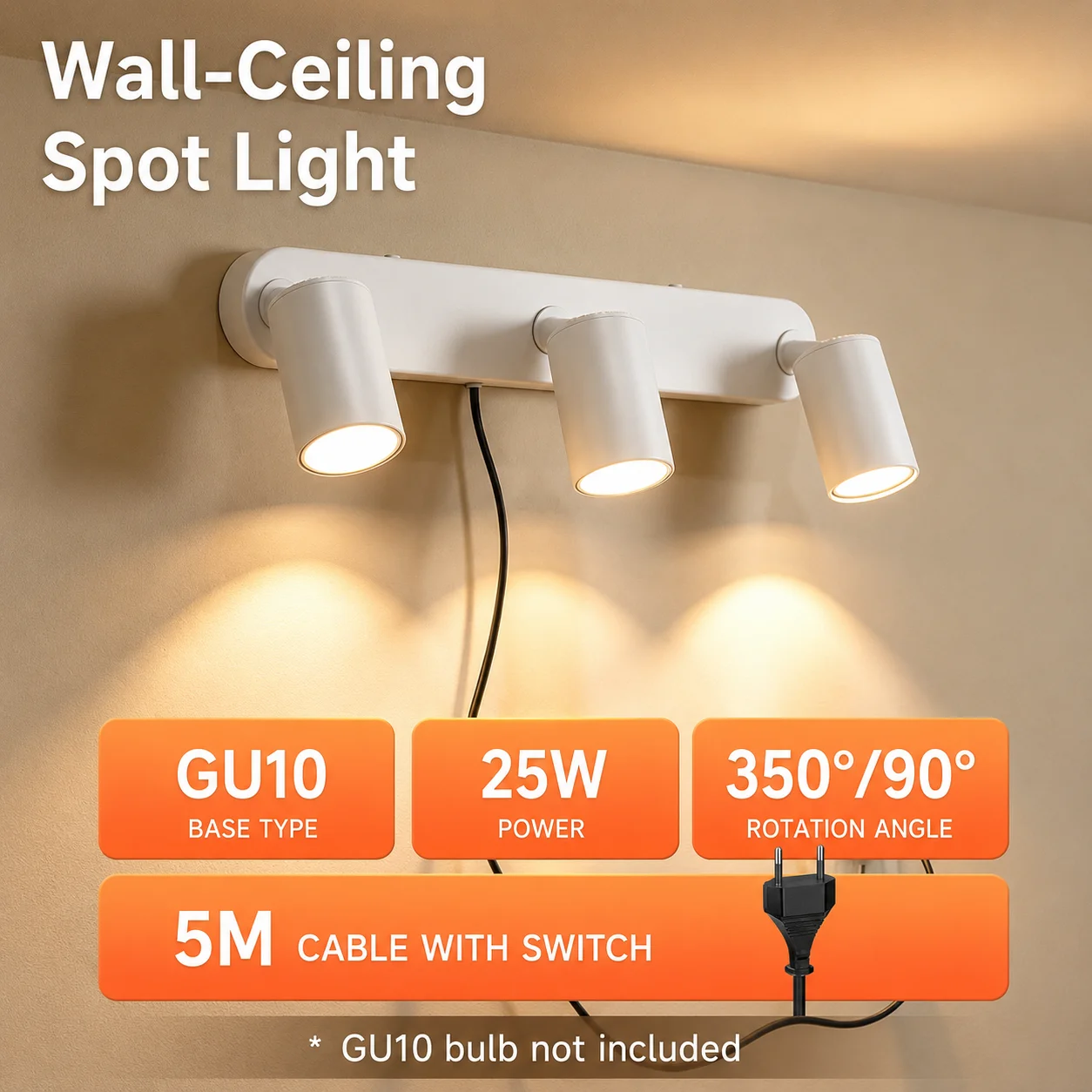 รูปสินค้า ไฟสปอตไลท์ LED ติดเพดาน สวิตช์ปลั๊ก หลอดเปลี่ยนได้