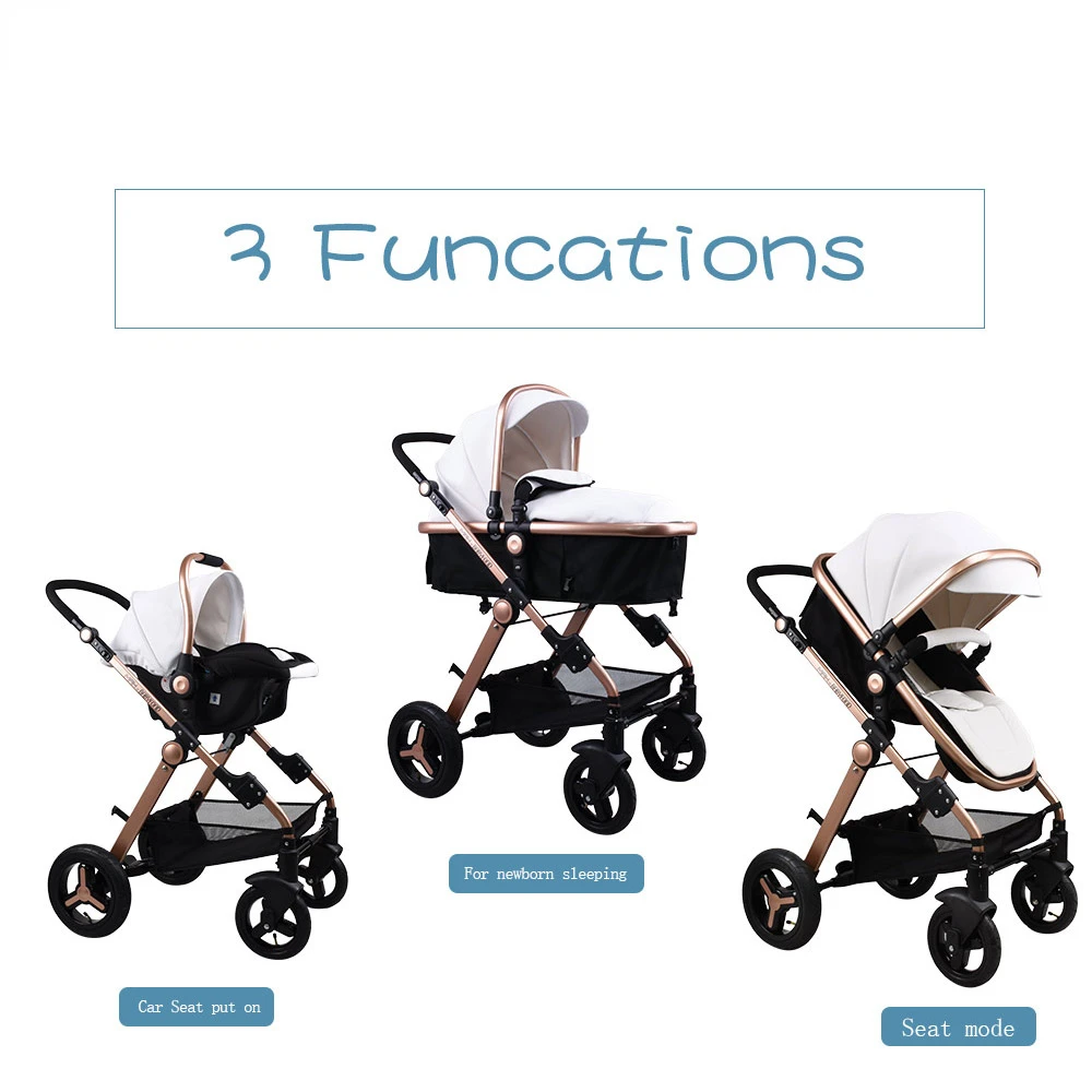 Babyfond Pu Baby Cars High Landscape Baby Stroller 3 In 1 Newborn