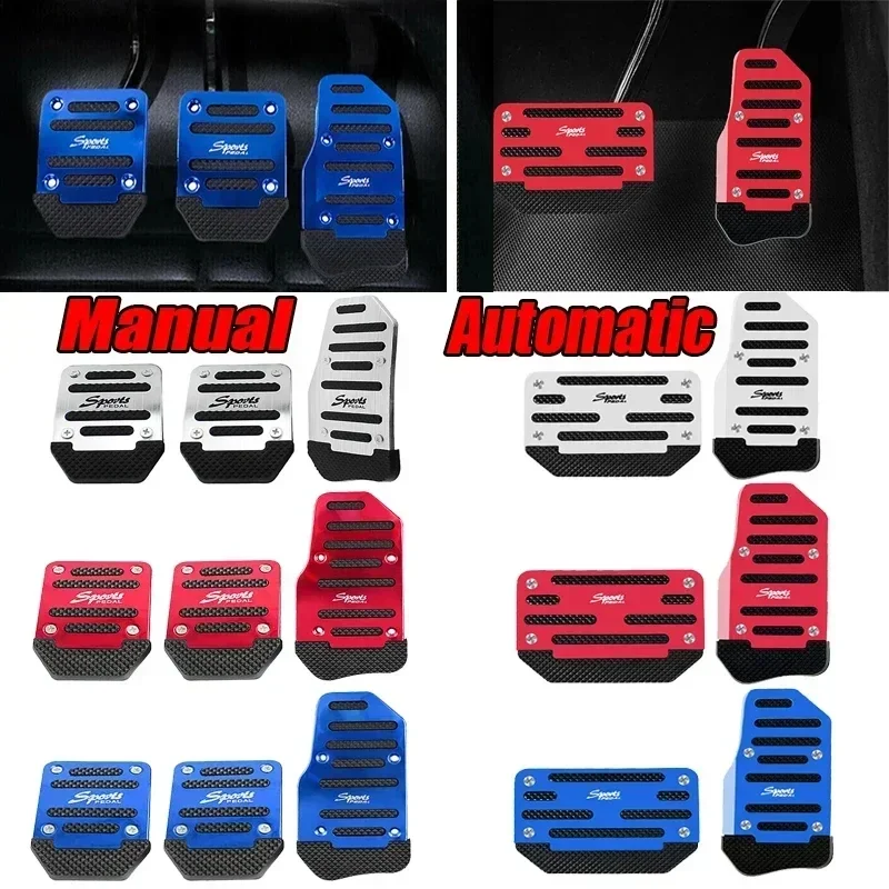 1 Set 2 Pcs Red Non-Slip Automatic Gas Brake Foot Pedal Pad Cover Car Auto Accessories High Quality Pedal Brake Tool Universal