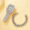 2pcs Luxury Fashion Men Women Watch Set Silver Strap Ladies Quartz Wristwatch Alloy Bracelet For Ladies Gift (without box) 5