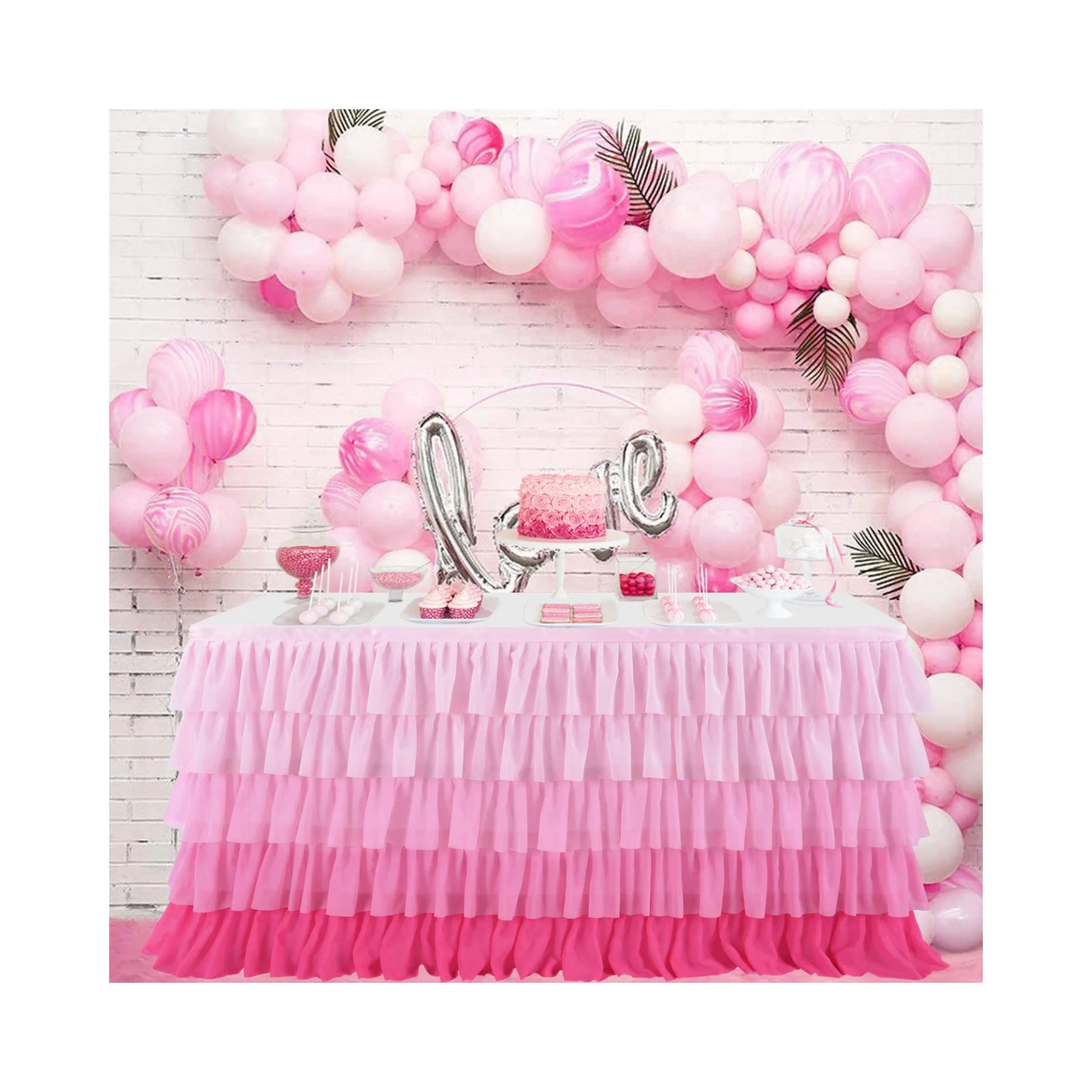 Description Picture 4 of itemTulle Table Skirt Tutu Tablecloth Tableware for Baby Shower Birthday Party Decorations Banquet Wedding Home Party Table Supplies