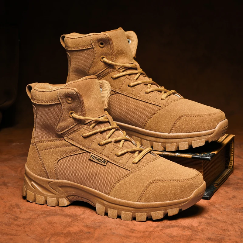 Outdoor couple boots, desert hiking boots, men's and women's boots, hiking shoes, boots, high-top breathable combat training boots, high-top shoes, casual boots 6