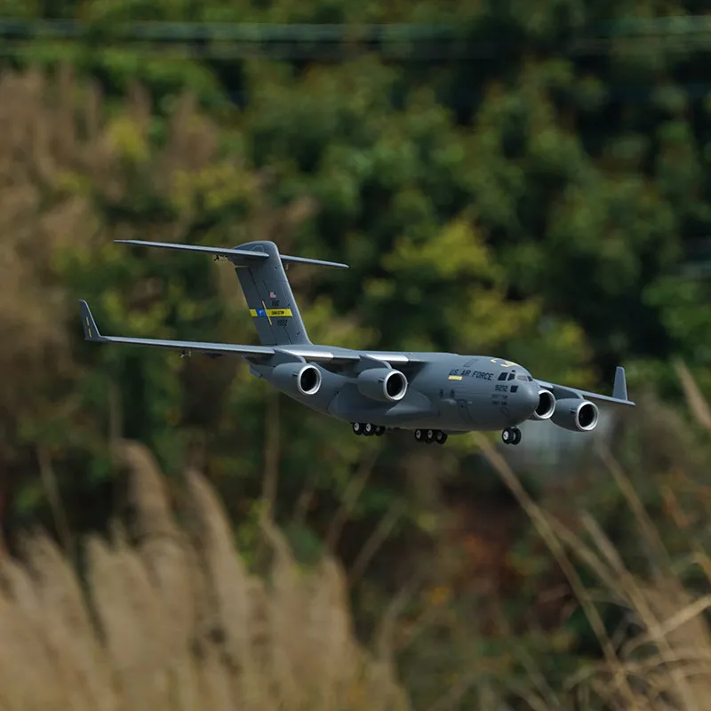 XFly C-17 수송기 40mm 4 엔진 전기 고정익 RC 항공기 모델 (성인 항공 애호가 및 취미가 있는 사람들을 위한)