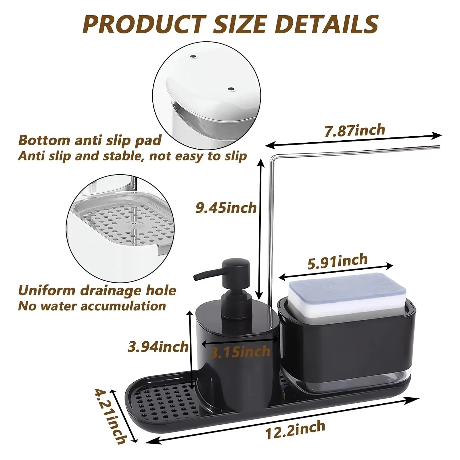 4-in-1 Kitchen Soap Dispenser Set with Dish Soap Holder Dish and Hand Soap Dispenser Kitchen Storage Organizer Kitchen dispenser
