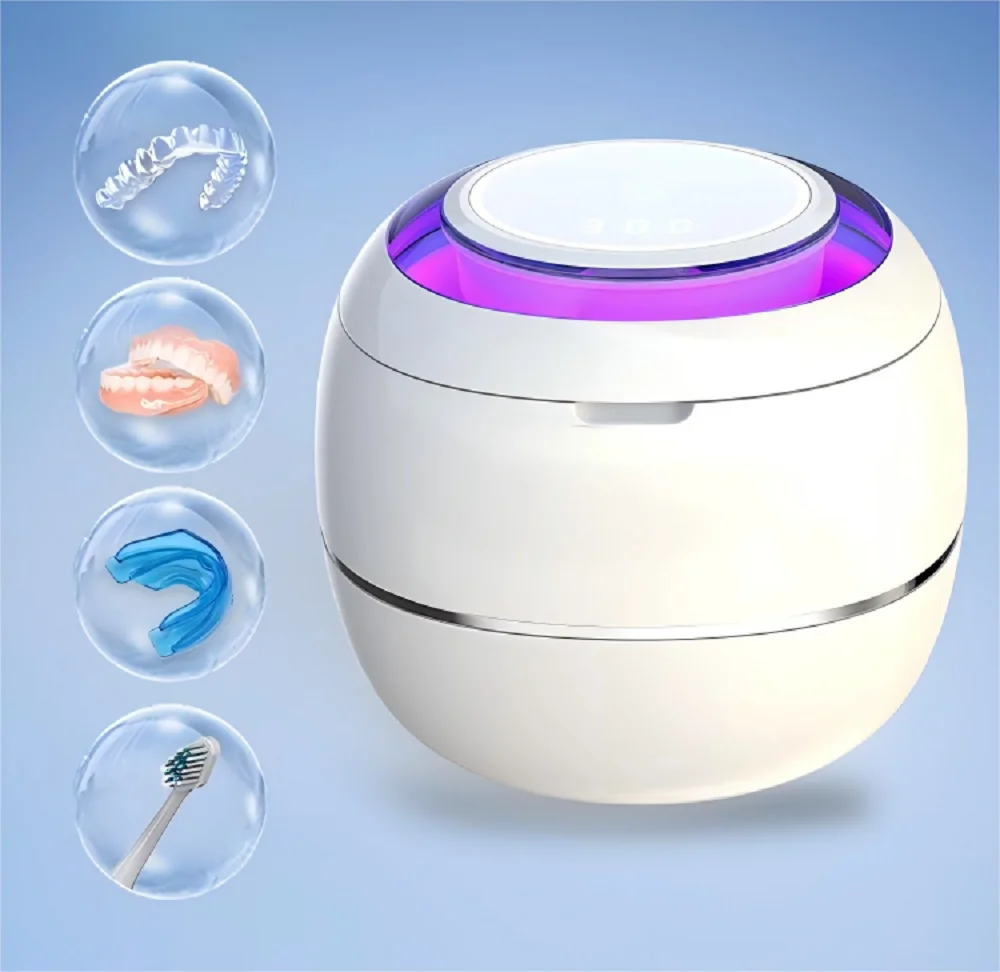 HOMEFISH Mini Portable Ultrasonic Cleaner Retainers Dentures Jewelry