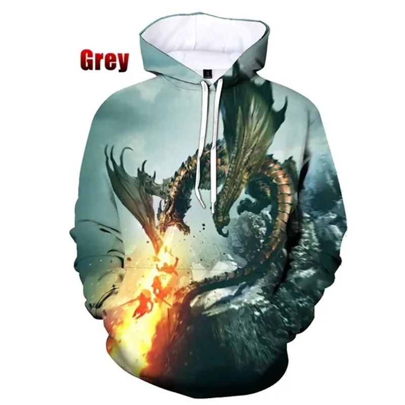 

New Men's Dragon 3D Print Hoodie Casual Loose Sweater Pullover Slim Fit Hoodie Trendy Dragon Graphic Sweatshirts Hombre Ropa Top