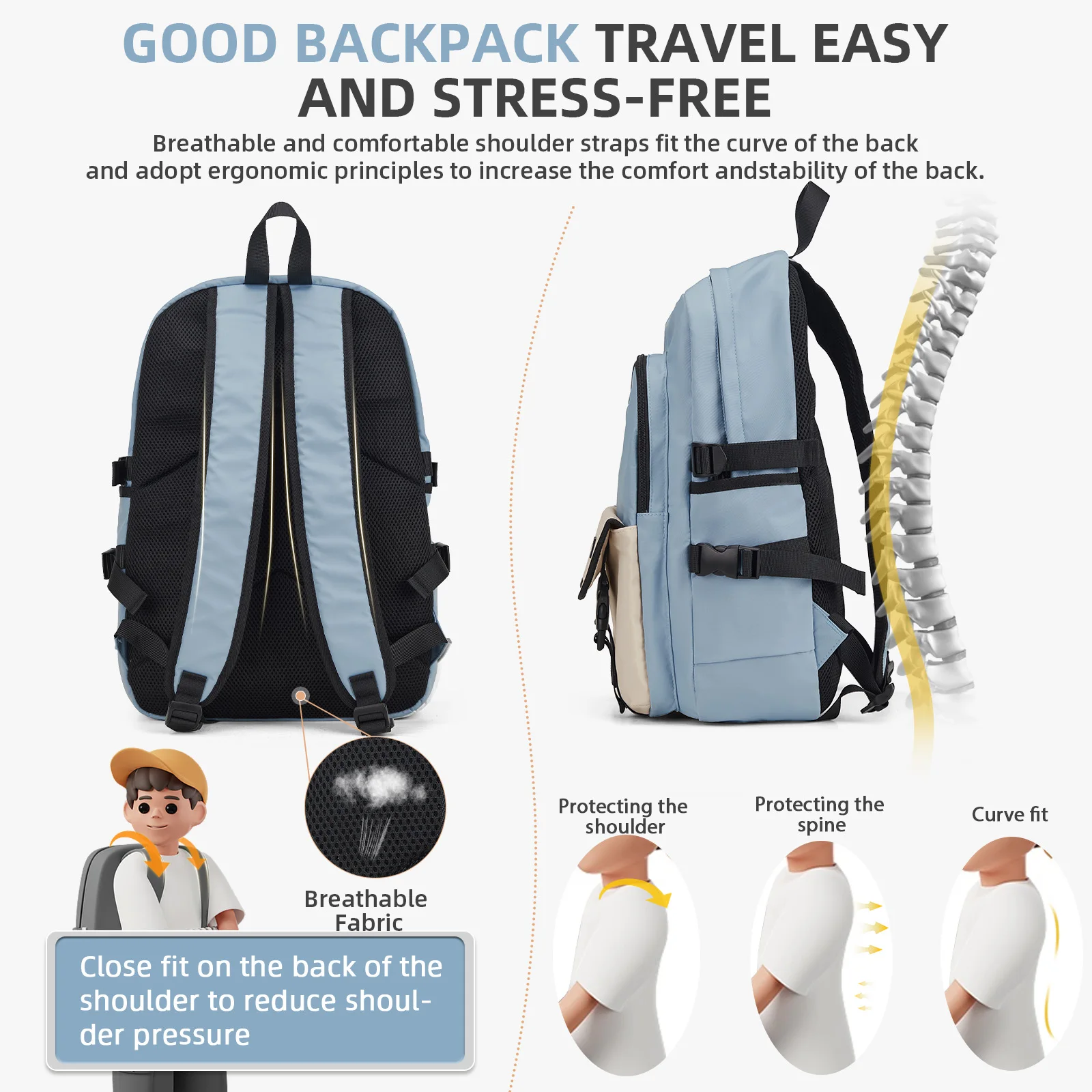 Middle Teens Girls School Backpack, Large Capacity Lightweight Boy Casual Schoolbag, College Student Laptop Bag, Travel Backpack