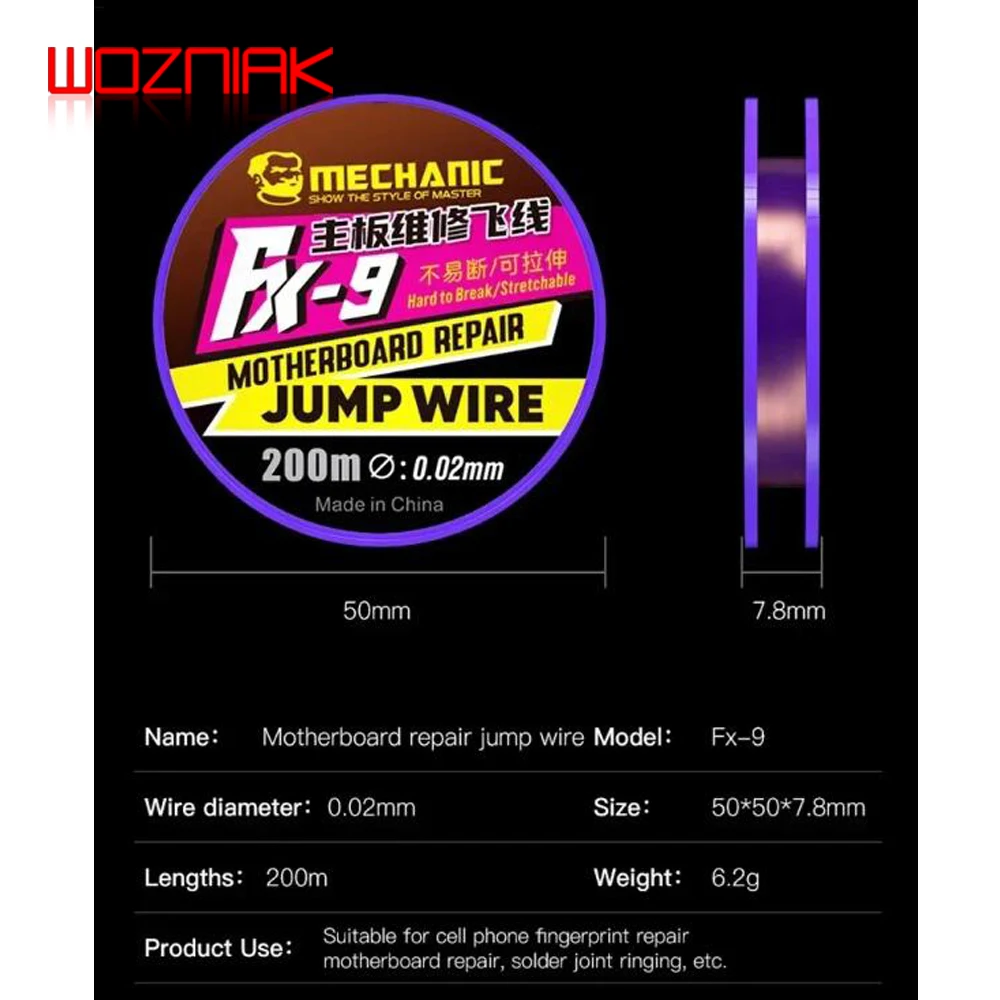 정비공 점퍼 와이어 0.02mm 0.01mm 0.009mm 전화 마더 보드 지문 수리 솔더 조인트 유지 보수 플라잉 라인 도구