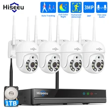 Hiseeu 8CH Wireless CCTV System 1536P 1080P NVR wifi Outdoor 3MP AI IP Camera Security System Video Surveillance LCD monitor Kit