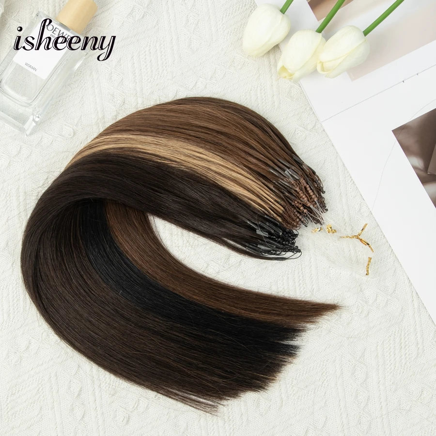 12 14 16 18 20 inches Loop Ring 8D Hair Extensions Silicon Nano Ring Human Hair Invisible 50pcs 30g/pack for Women